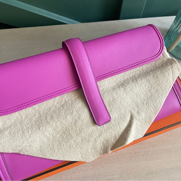 ❌SOLD❌Mint HERMES Jige cluth elan 29 swift magnolia C stamp - Picture 10 of 13